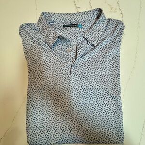 Roundtree & Yorke Blue and White Patterned Men's Shirt